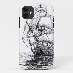 Pirate Ship Drawing design iPhone 11 Hoesje