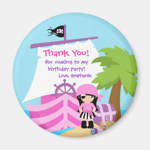 Pirate Ship Girl Birthday Party Bedankt Magnet Magneet