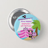 Pirate Ship Girl Birthday Party Button (Voorkant /achterkant)