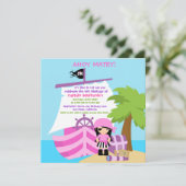 Pirate Ship Girl Birthday Party Invitation Kaart (Staand voorkant)