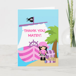 Pirate Ship Girl Birthday Party Thank You Card Bedankkaart