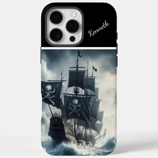 Pirate Ship in Stormy Zeeen Case-Mate iPhone Case (Achterkant)
