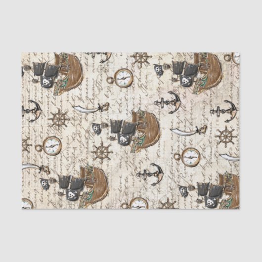  Pirate Ship Letter Nautical Decoupage Tissuepapier (Voorkant)