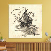 Pirate Ship met Skulls  Pirate Art Canvas Afdruk (Insitu (Woonkamer))