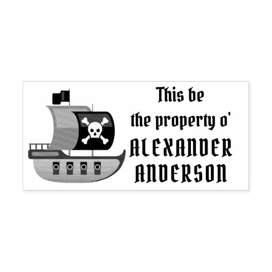 Pirate Ship Personaliseert Rubber Stamp Rubberstempel (Afrduk)