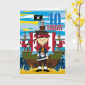Pirate Ship Scene 10e Anniversaire Carte (Fleur jaune)