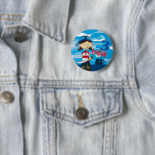 Pirate Ship Scene 3rd Birthday Button Badge (In situ)