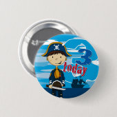 Pirate Ship Scene 3rd Birthday Button Badge (Voorkant /achterkant)