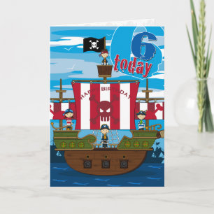 Pirate Ship Scene 6e carte d'anniversaire