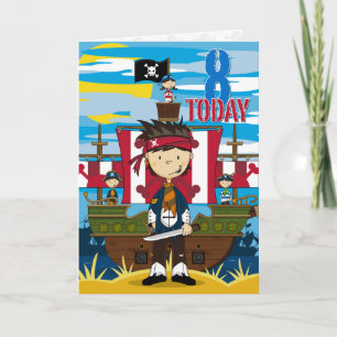 Pirate Ship Scene 8e carte d'anniversaire