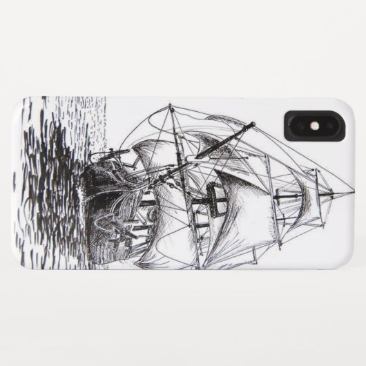 Pirate Ship Tekening Case-Mate iPhone Case (Achterkant (horizontaal))
