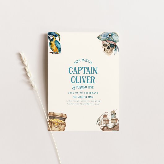 Pirate Ship Treasure Anniversaire Invitation
