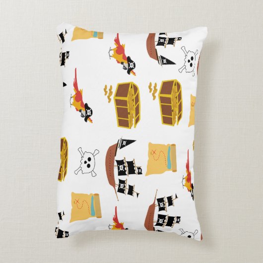 Pirate Ship Treasure Borst Thema Patroon Accent Kussen (Achterkant (Verticaal))