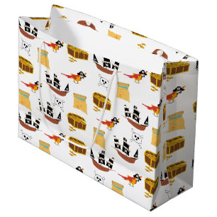 Pirate Ship Treasure Borst Thema Patroon Groot Cadeauzakje