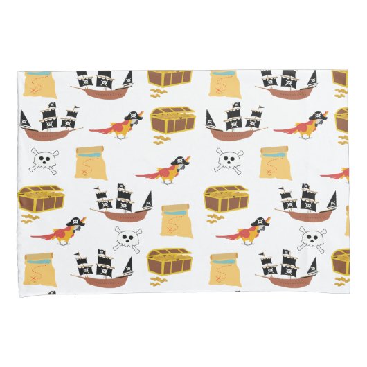 Pirate Ship Treasure Borst Thema Patroon Kussensloop (Voorkant-Rechts)
