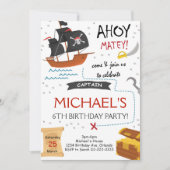 Pirate Ship Treasure Map Verjaardag Uitnodiging (Voorkant)