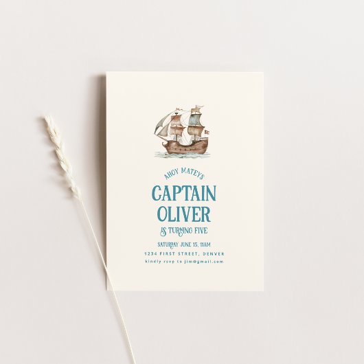 Pirate Ship Treasure Verjaardag Uitnodigen Kaart