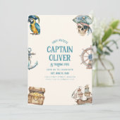 Pirate Ship Treasure Verjaardag Uitnodigen Kaart (Staand voorkant)