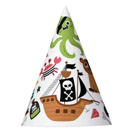Pirate Ship Treasure Verjaardagsfeest Feesthoedjes (Voorkant)