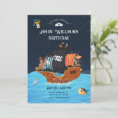 Pirate Ship verjaardagsuitnodiging Kaart (Staand voorkant)