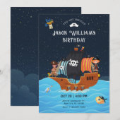 Pirate Ship verjaardagsuitnodiging Kaart (Voorkant / Achterkant)