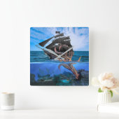 Pirate Ship vs. Giant Squid Vierkante Klok (Huis)