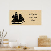 Pirate Ship. Zeilend schip. Poster (Keuken)
