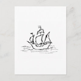 Pirate Ship. Zwart-wit. Briefkaart