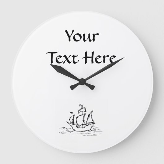 Pirate Ship. Zwart-Wit. Grote Klok (Voorkant)