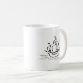 Pirate Ship. Zwart-wit. Koffiemok (Voorkant rechts)