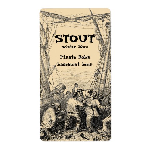 Pirate Shipwreck Ship Home Brew Beer Label (Voorkant)