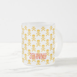 Pirate Silhouet Crossbones Patroon NAAM Kleurrijk Matglas Koffiemok