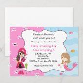 Pirate Sirène Fille Anniversaire Fête Invitation (Devant / Derrière)