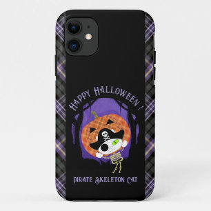 Pirate skelet kat en plaid iPhone 11 hoesje