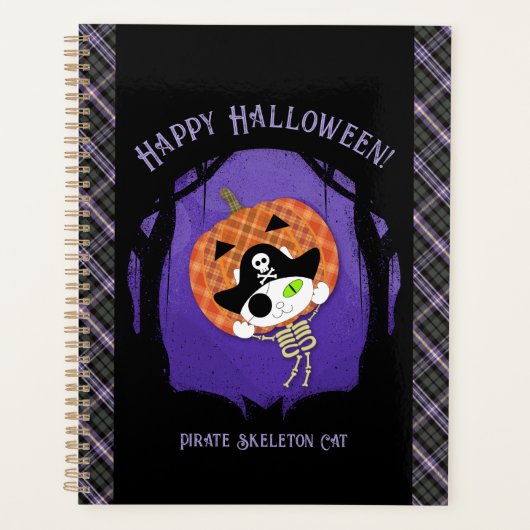 Pirate skelet kat en plaid planner (Voorkant)