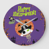 Pirate skelet kat grote klok (Voorkant)