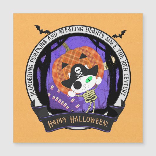 Pirate Skeleton Cat Magnetische Kaart (Voorkant)