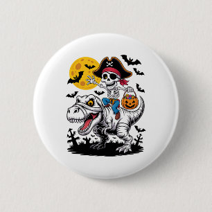 Pirate Skeleton Halloween T Rex Snoep Dinosaur Shi Ronde Button 5,7 Cm