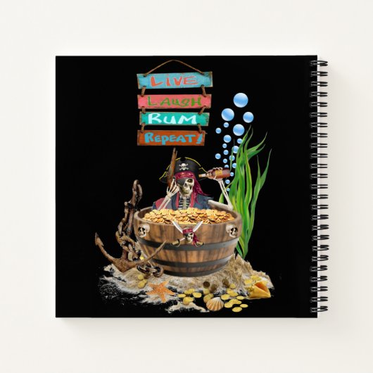 PIRATE SKELETON IN EEN BARREL NOTITIEBOEK (Achterkant)
