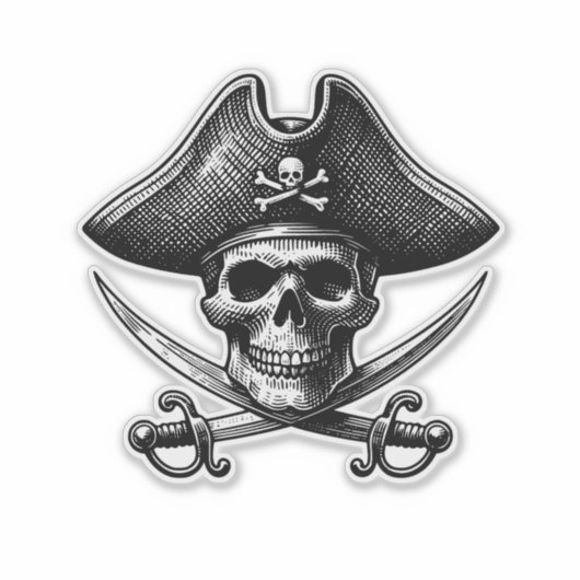 Pirate Skeleton Sticker – Spooky Fun Design (Voorkant)