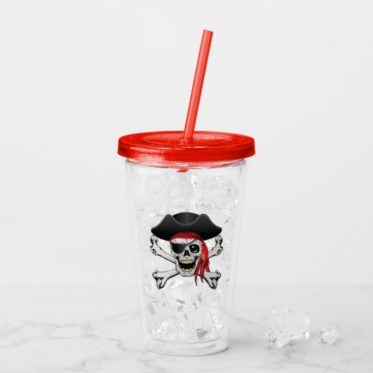 Pirate Skull Acryl Drinkbeker (Achterkant ijs)