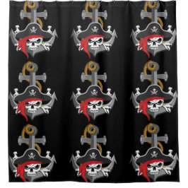 Pirate Skull Anchor Douchegordijn