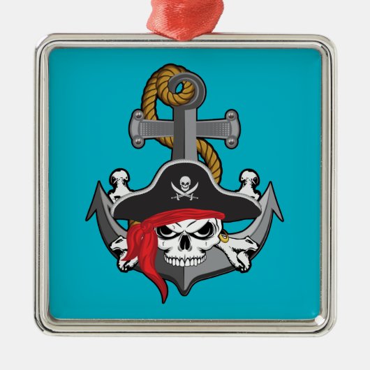 Pirate Skull Anchor Metalen Ornament (Voorkant)