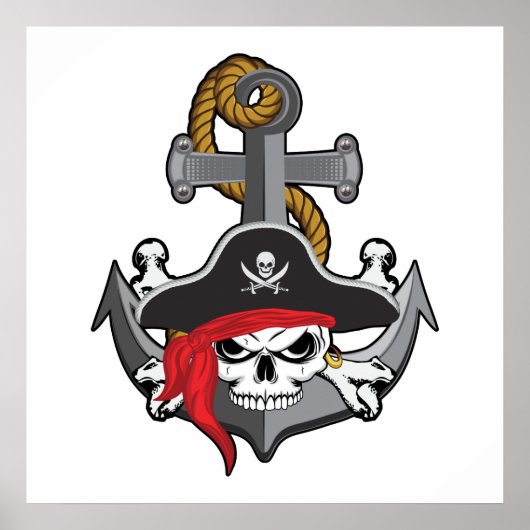 Pirate Skull Anchor Poster (Voorkant)