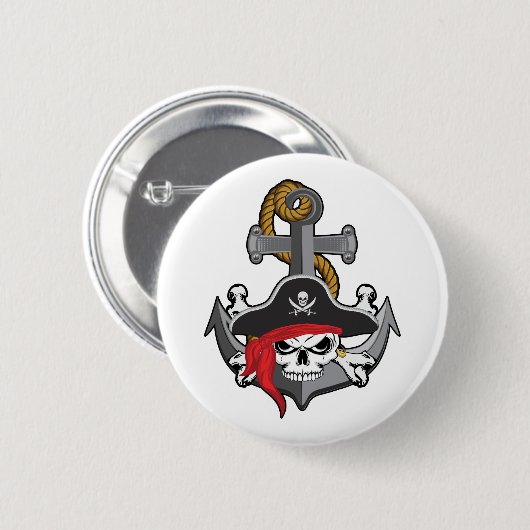 Pirate Skull Anchor Ronde Button 5,7 Cm (Voorkant /achterkant)