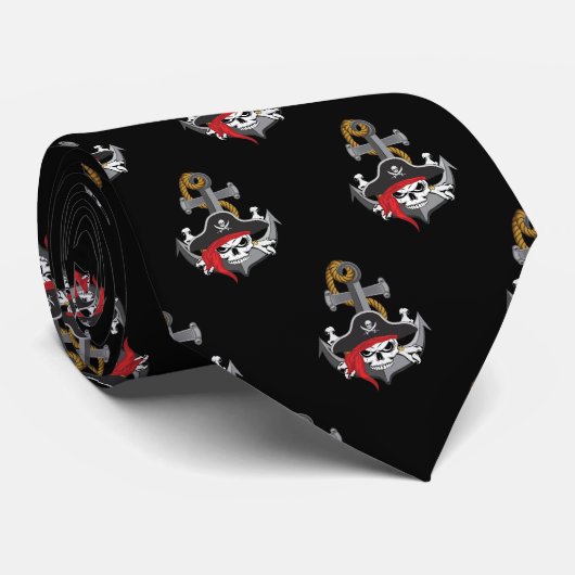 Pirate Skull Anchor Stropdas (Opgerold)