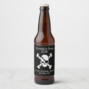 Pirate Skull and Crossbones Custom Beer Label Bier Etiket