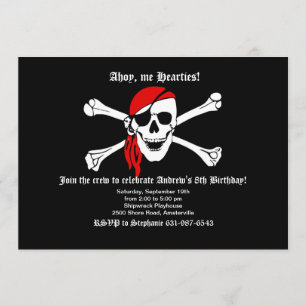 Pirate Skull and Crossbones Invitation Kaart