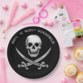 Pirate Skull and Sword Crossbones Papieren Bordje (Feest)