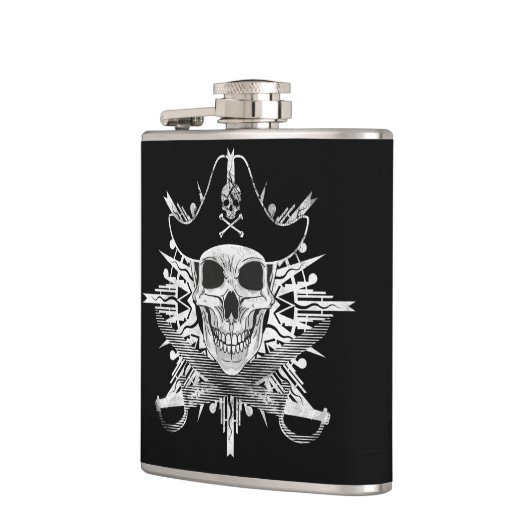 Pirate Skull and Swords, Vinyl Wrapped Flask Heupfles (Links)